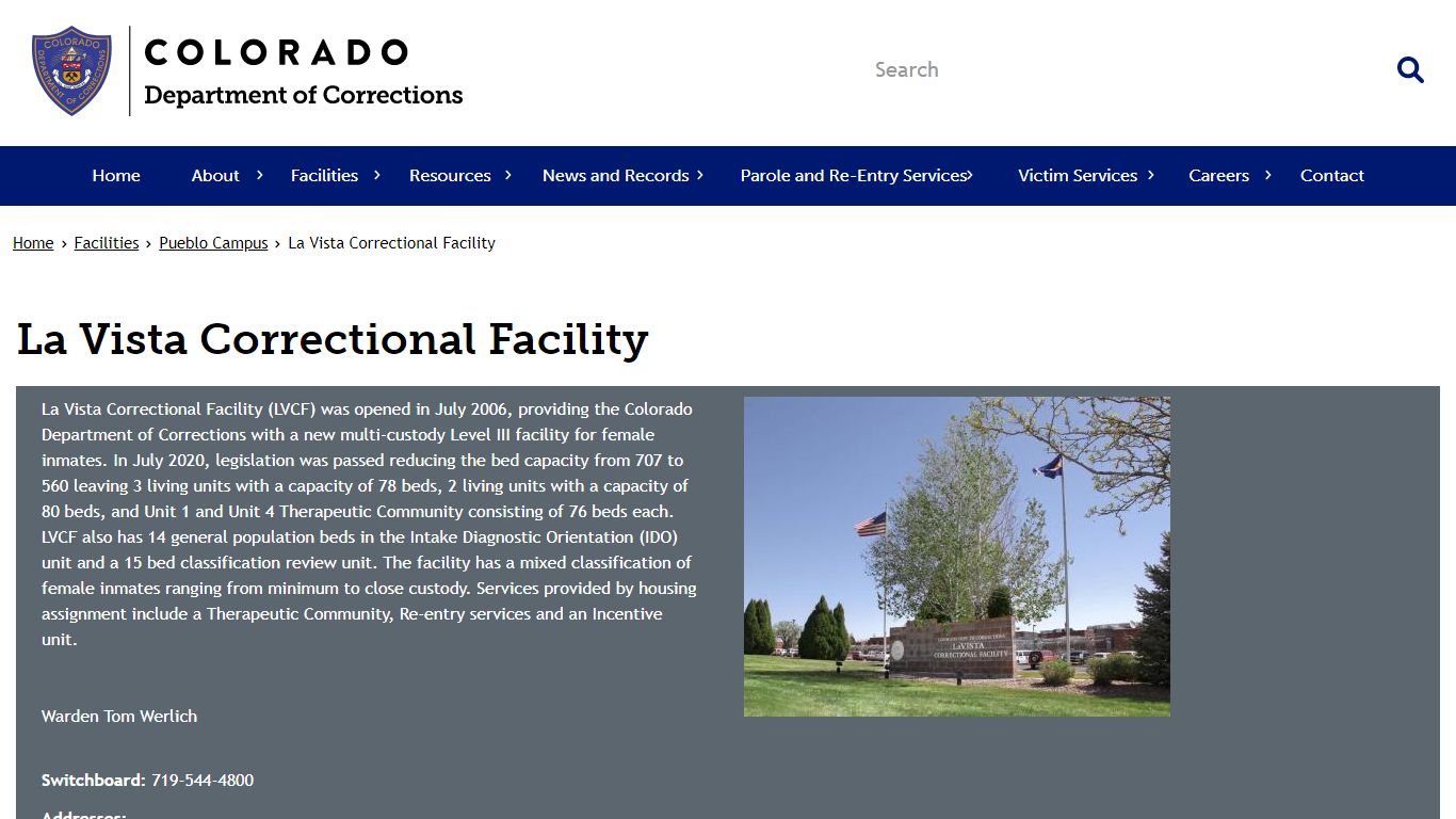 La Vista Correctional Facility | Department of Corrections