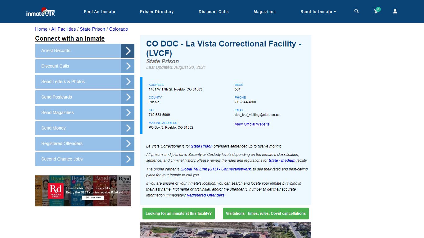 CO DOC - La Vista Correctional Facility - (LVCF) & Inmate Search ...
