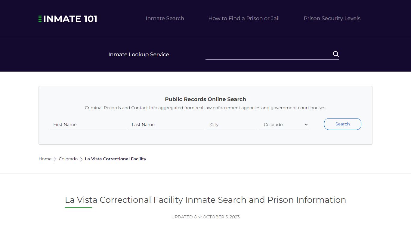 La Vista Correctional Facility Inmate Search, Visitation, Phone no ...